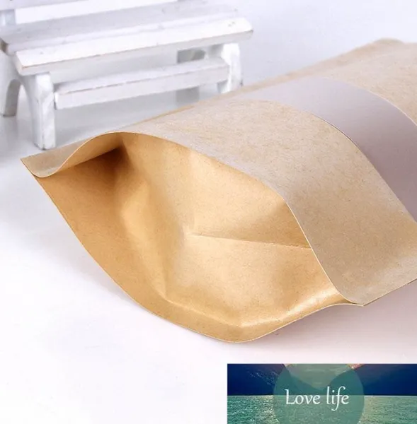 Bolsa de papel Kraft superior, bolsas de embalaje para regalo de alimentos secos, frutas y té, bolsa de ventana de papel Kraft, bolsas autosellantes con cremallera al por menor