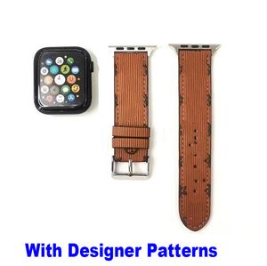 Top L Flower Designer Bracelets de montre pour Apple Watch Band 49mm 38mm 40mm 41mm 42MM 44mm 45MM iwatch 8 7 6 5 bandes PU Bracelets en cuir Bracelet Fashion Stripes bracelet de montre