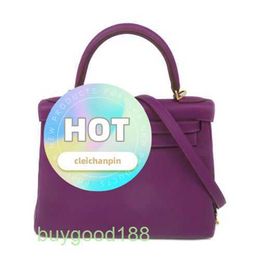 Top dames Designer Akeilly Bag GHW 28 2way Sac à épaule togo en cuir anémone violet