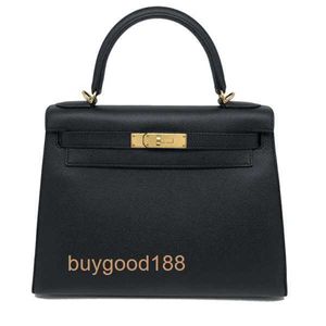 Top Ladies Designer Kiaelliy Bag Nieuw 28 Black Leather Gold Buckle Mens en Dames Handheld Bag