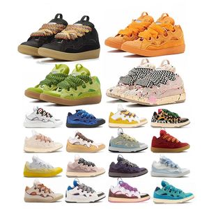 Top lederen casual schoenen Designer Stijlvolle lederen schaatsen Heren en damesschaatsen Gekleurde kanten kalfsleer rubberzolen sneakers