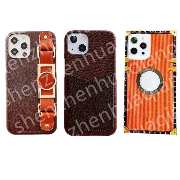 Las mejores fundas de teléfono de diseñador de cuero para iPhone 14 Pro Max 13 12 11 Xs XR X Plus Pulsera de moda Imprimir Contraportada Funda de lujo para móvil Titular de la tarjeta Estuche de billetera de bolsillo con caja