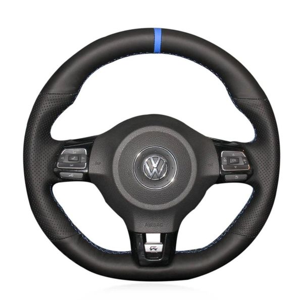 Housse de volant en cuir avec couture à la main, pour VolksWagen Golf 6 MK6 Polo Scirocco R Passat CC 2010