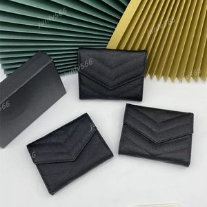 10a Portefeuilles de caviar en cuir véritable de qualité supérieure Titulaire de la carte de portefeuille de designer Mode Homme Femme Couverture de carte de crédit Noir en peau de mouton Mini porte-clés Porte-monnaie Poche Inter Slots