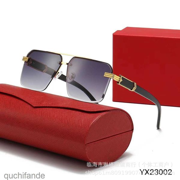 Top niveau d'origine Cartere Designer Sunglass 2024 Nouveau trémoisement sans cadre progressivement avancé pour femmes conduisant des lunettes de soleil de la mode rouge avec un logo réel de 1: 1