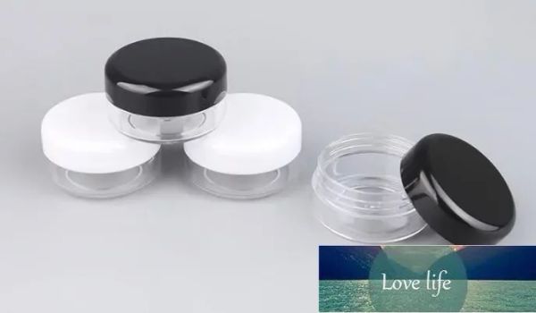 Conteneurs de baume à lèvres supérieurs 3G / 3ML pots cosmétiques ronds transparents avec couvercles à vis noir clair blanc et petite bouteille minuscule de 3g