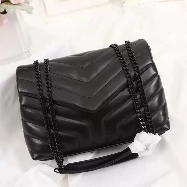 Top luxueux sacs de mode LOULOU femmes Designer en cuir noir grande capacité chaîne sac à bandoulière matelassé Messenger sacs à main sac à main Shopping portefeuilles