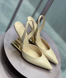 Top Luxury 24S / S First Slip On Sandalias Zapatos Mujer Punta abierta Marca elegante Lady Slingback Desnudo Negro Napa Cuero Boda, Zapatillas de fiesta EU35-43