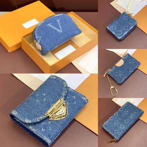 Top Luxury 24SS Designer Blue Denim Clamhell Wallet Series Victorine Classic Interior Card Slot Ladies Pass Pocket Travel Coin 12cm