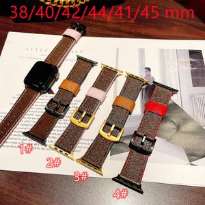 Watch Guard Smart Straps para Apple iwatch Strap Series 7 SE 3 4 5 6 38mm 44mm 41mm 45mm Gold Top Luxury Genuine Leather Wristband Mujeres Hombres Watchstraps Regalo de Halloween