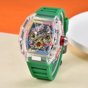 Montre de sport de luxe à 6 broches, montre-bracelet multifonctionnelle, à Quartz Transparent sculpté, pour hommes et femmes