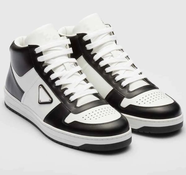 Top Luxury Brand Casual-con estilo Downtown Men Shoes High Top Nappa Leather White Black Sneaker Descuento al por mayor Hombre Skateboard Walking With Box