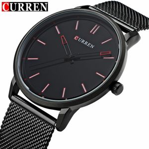 Top Luxe Merk Curren Horloges Men Fashion Stainlesteel Mesh Strap Quartz-Watch Ultra Thin Dial Clock Relogio Masculino X0524