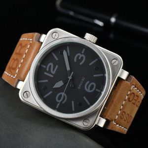 Top Luxury Brand Designer Watchs Mécaniques montres-bracelets Mensics Men's Bring Watch Bell Brown Leather Watch Black Ross Rubberes Watches Square Wristw 969