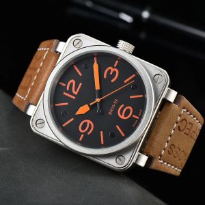 Top Luxury Brand Designer Watchs Mécaniques montres-bracelets Mensics Men's Bring Watch Bell Brown Leather Watch Black Ross Rubberes Watches Square Wristw 749