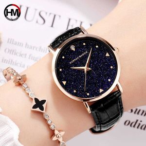 Top marca de luxo japonês original importado movimento relógio de quartzo senhoras à prova d'água flash de couro estrela relógio feminino relógio 210527