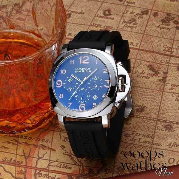 Top Luxury Brand Mend's Fashion Watch Silicone Strap Date Multi-fonction Marine décontractée Daylghi Affiche étanche Automatique en acier inoxydable