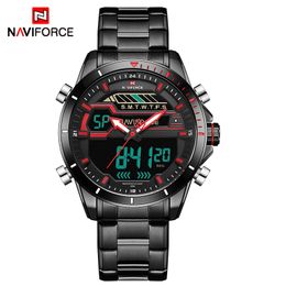 Top Luxe Merk NAVIFORCE Mannen Sport Horloges Heren Quartz Digitale LED Klok Mannen Volledig Stalen Militaire Waterdicht Polshorloge