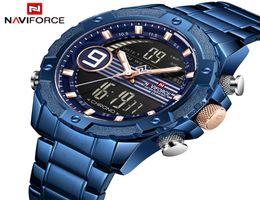 Top Luxury Brand Naviforce Men Sports Watches Men039S Quartz Digitale analoge klokman Fashion Full Steel Waterds Waterdichte polshorloge9917229