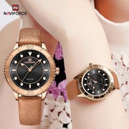 Top Luxury Brand Naviforce Sport Womens Watches de cuero luminoso Cuarzo impermeable elegante Mujeres de pulsera Relogio Feminino 240318