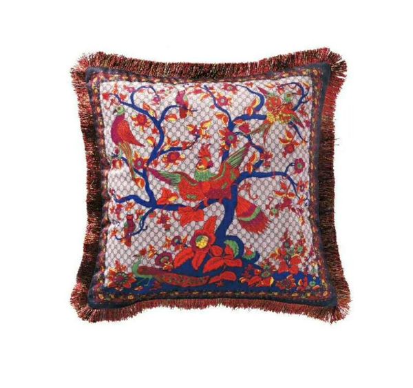 Top luxe Design broderie coussin Cove vert foncé velours Animal serpent roi éblouissant Jacquards canapé taie d'oreiller