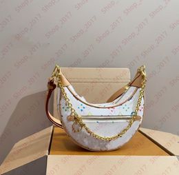 Top Luxury Designer Loop Sac Croissant Sacs épaule Hobo Designer Purse Cosmetic Malf-Moon Baguette Underar Mands Handsbag Crossbody Metal Chain Collection Lady Wallet