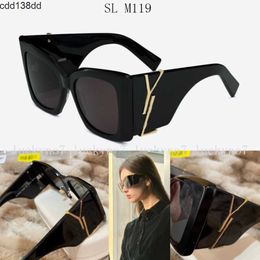 Top Luxury Designer SL M119 / F BLAZE Lunettes de soleil classiques pour hommes et femmes, marque identique, mode noire, grand cadre, lunettes de soleil œil de chat