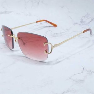 Top lunettes de soleil de luxe 20% de réduction sur les grandes lunettes carrées hommes sans monture violet vintage conduite nuances lunettes Carters lunettes en métalKajia