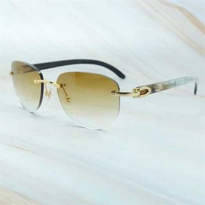 Top luxe designer zonnebril 20% korting op Buffalo Horn Men Rimless Wood Glasses Fashion Vintage Oval Shades Eyewear Trending Product