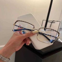 Top Luxury Designer Zonnebril 20% korting op Chen Weiting's Same C Incense Myopia Frame geweven been Net rode bril Anti-blauw licht professional