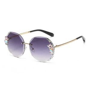 Top luxe designer zonnebril 20% korting op frame Randless Diamond Anti Ultraviolet Big Face ziet er dun uit