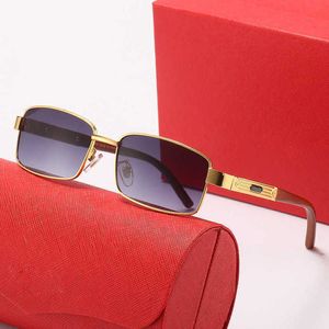 Top luxe designer zonnebril 20% korting op metalen vol frame houten been zon plat donkere zakelijke mode casual bril