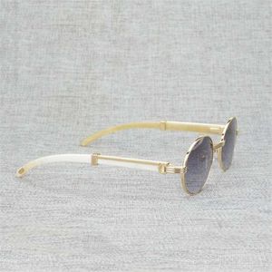 Top lunettes de soleil de créateurs de luxe 20% de réduction sur les hommes en bois naturel rond noir blanc corne de buffle lunettes transparentes cadre en métal Oculos nuances en bois pour accessoires d'été