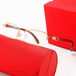 Top luxe designer zonnebril 20% korting op houten veerbeen klassiek half frame voor mannen dames optische bril frame met bijziendheid 11