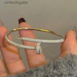 Top Luxe Fijne 1to1 Originele Designer Armband voor Vrouwen S925 Sterling Zilver Volledige Diamond Carter Nail Armband Diya Super Sprankelende Armbanden