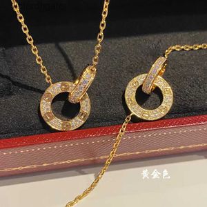 Top luxe fijne 1to1 originele designer ketting voor vrouwen v Gold vergulde 18k gouden ring gesp ketting dubbele ring hanger Carter dubbele ring ketting cadeau voor haar