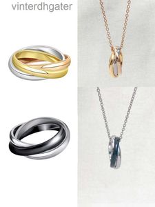 Top Luxe Fijne 1op1 Originele Designer Ketting voor Vrouwen Drie Ring Ketting Ring Paar Hanger Bijpassende Ring Man Vrouw Hoog Gepolijst Originele Merk Sieraden