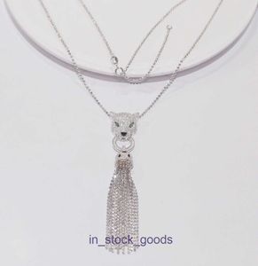 Top luxe fijne designer sieraden Sterling zilveren luipaard hoofd kwast ketting Dames veelzijdig en overdreven ontwerp trui keten origineel 1to1 met echt logo