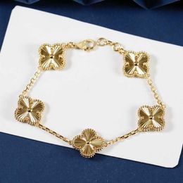 Top Luxury Fine Designer Jewelry Vancefe Version High Version Bracelet Double face 18K Rose Gold Red Jade Marrow Bracelet Flower Flower For Women