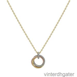 Top luxe fijne originele 1to1 designer ketting voor vrouwen gouden sieraden carter drie ring vol diamanten ketting paar drie kleuren hangerse sieraden