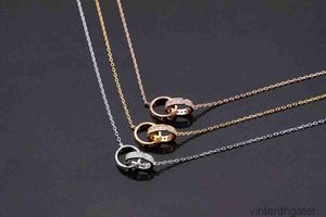 Top luxe fijne originele 1to1 designer ketting voor vrouwen Carter 18k gouden ketting speciale klassieke liefde serie dubbele ring ketting modeontwerper ketting cadeau