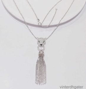 Top luxe fijne originele 1to1 designer ketting voor vrouwen sterling zilveren carter luipaard hoofd kwastje ketting dames veelzijdige senior designer sieraden