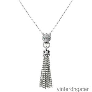 Top luxe fijne originele 1to1 designer ketting voor vrouwen 925 zilvergouden vergulde hoge koolstof diamant email Jaguar-serie Carter Cheetah ketting