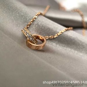 Top luxe fijne originele 1to1 designer ketting voor vrouwen v gouden hoge editie Carter dubbele ring ketting voor vrouwen verguld met 18k rosé goudketting ketting sieraden