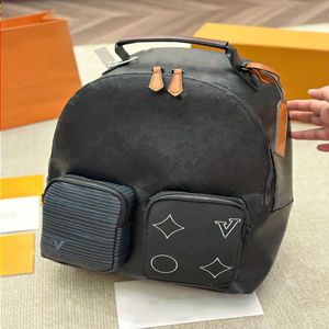 Top bolso de lujo diseñador de cuero de vaca flor negra multibolsillo mochila bolsa de libros para hombres bolsa para computadora portátil mochila al aire libre de alta gama Mguu