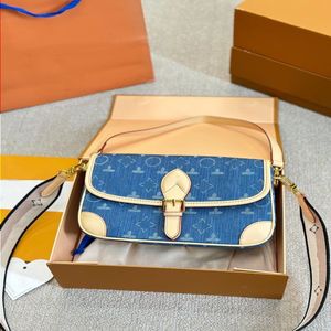 Top luxe handtas ontwerper denim Diane koehide onderarm stokbrood tas dames handtas schoudertas crossbody tas tas portemonnee all staal h obbm