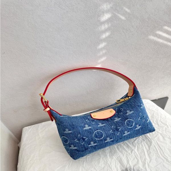 Top Luxury Handbag Designer New Denim Lunch Box Bag Bolso de mujer Bolso de axila Bolsa de maquillaje Monedero 19cm Qrjxt