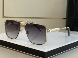 Top Luxury Men Lunettes The Dawn Brand Brand Metal Designer Sunglasses Square K Gold Hollow Frame haut de gamme Top Quality Outdoor UV400 Eyewear