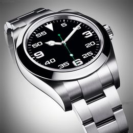 Topluxe Menes-horloges Exp Air King-serie Zwarte 40 mm wijzerplaat Automatisch mechanisch uurwerk Stalen merkdesignerhorloges