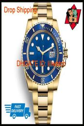Top Luxury Mens Watchs Watch mécanique en acier inoxydable Automatique Gold Automatique avec Crown Sports Selfwind Blue Watches 116610 Wristwatch1698765